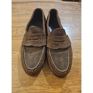 Polo Ralph Lauren Suede Moc Toe Shoes Mens 9.5D Made in USA Penny Loafers Brown